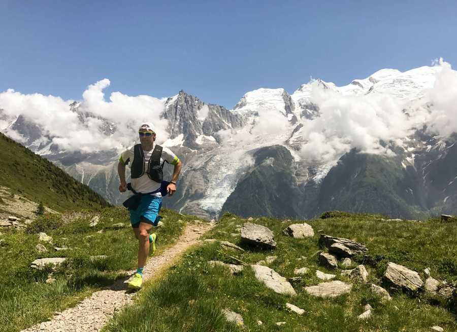 Man running in the mountains