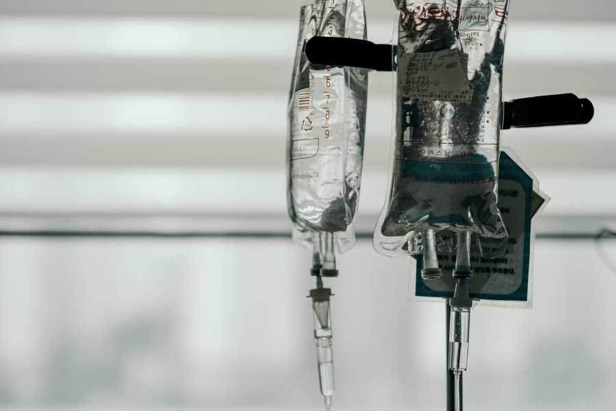 Hanging bag of IV fluids