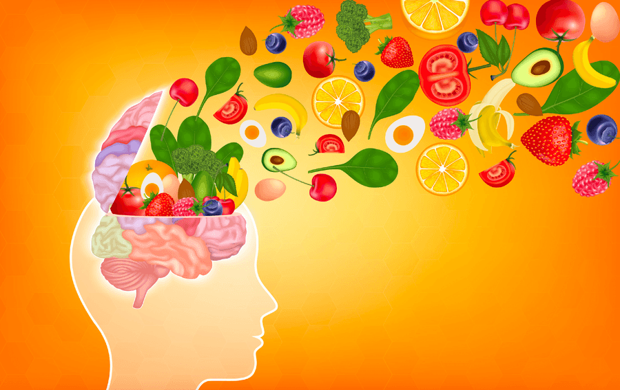 Foods going into a brain