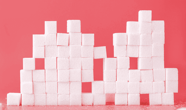 Sugar cubes stacked on top of each other