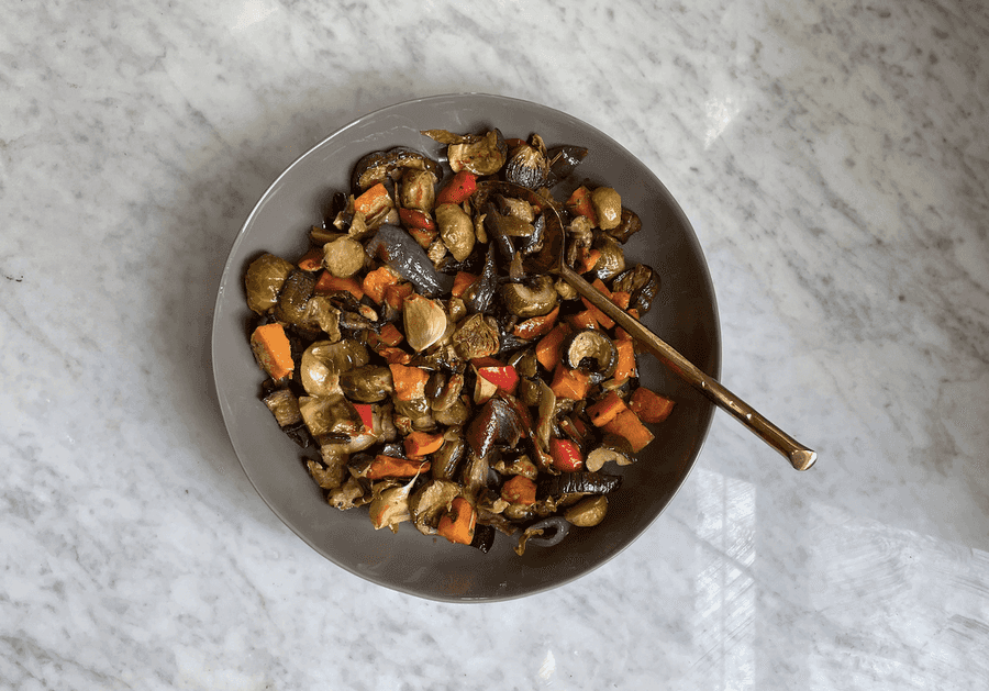 Plate of roasted vegetables