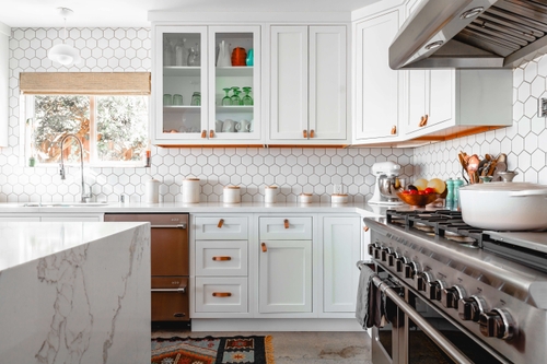 White kitchen and stovetop