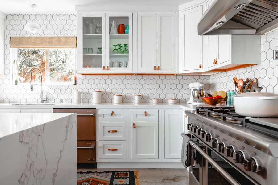 White kitchen and stovetop