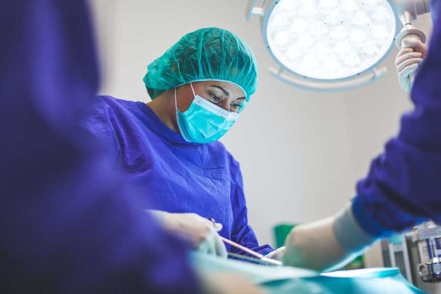 Doctor working during surgery