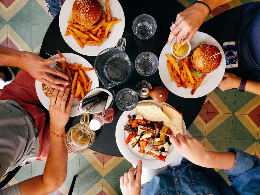 People eating a meal together