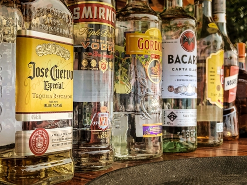 Bottles of alcohol on a shelf