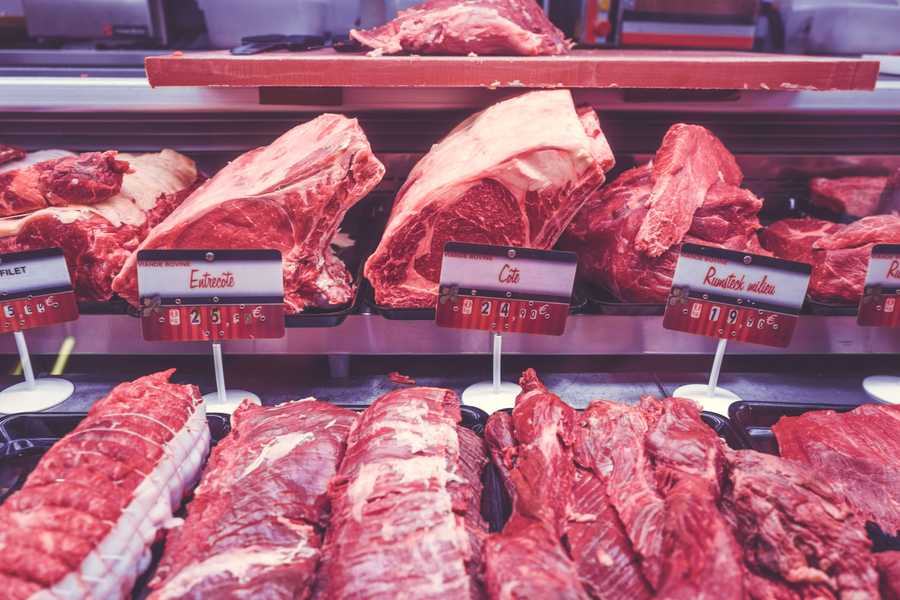Meats displayed at a butcher's shop