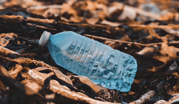 Plastic water bottle on the ground